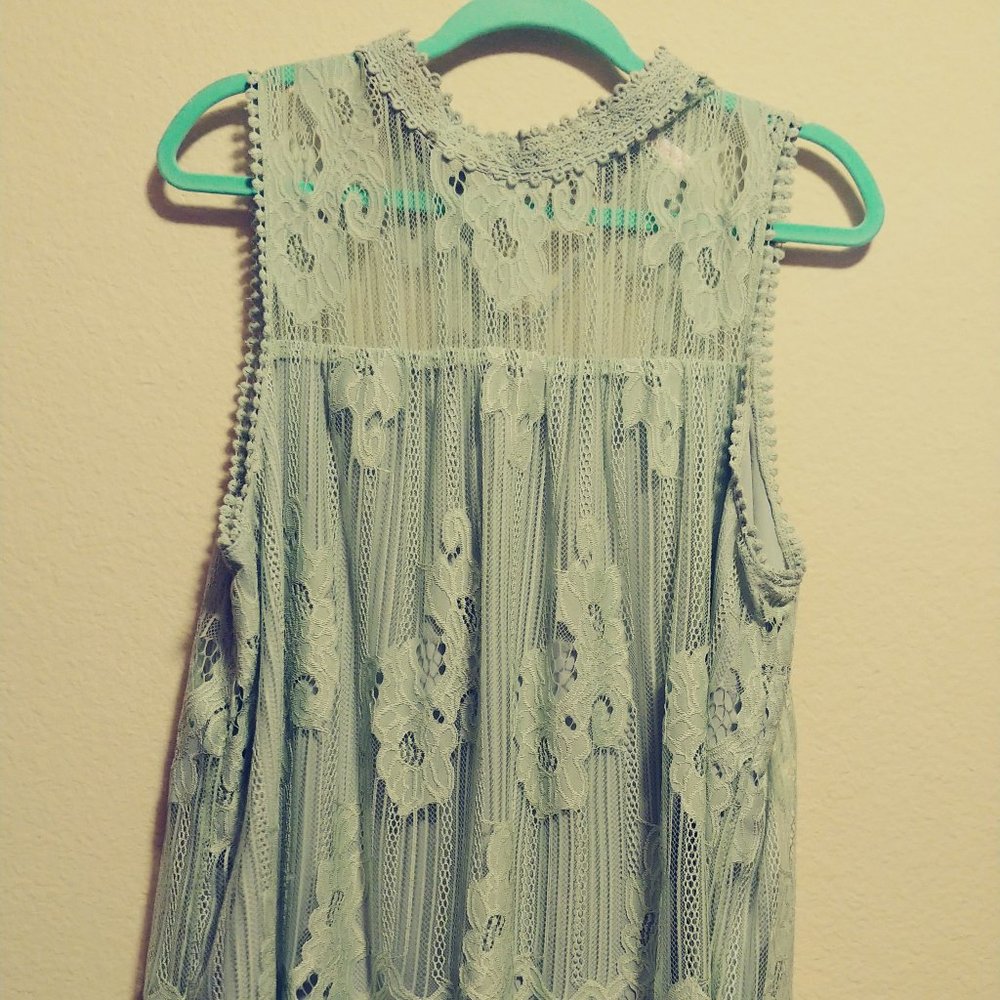 Mint green lace top - with built in camisole